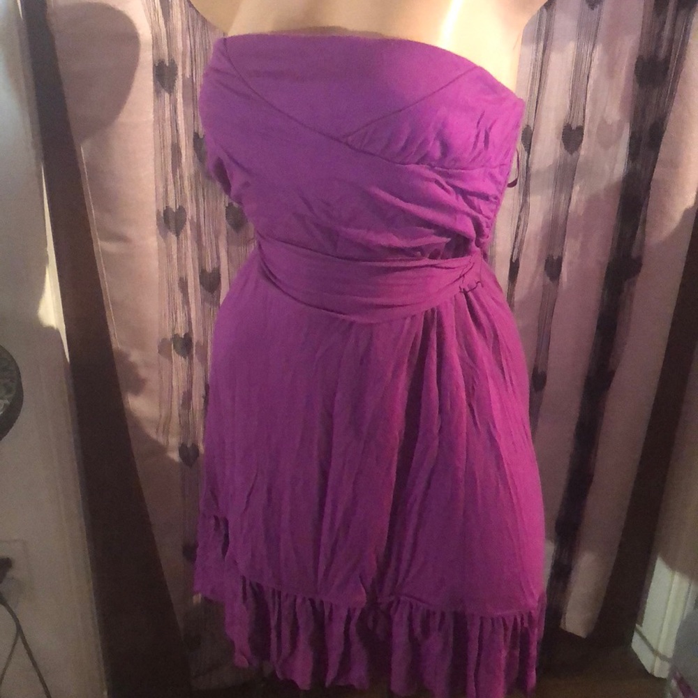 Free people strapless purple ruffle Gypsy dress M